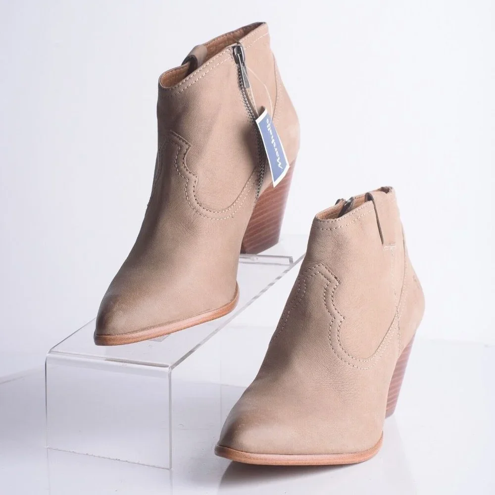 Frye Womens Reina Sand Tan Leather Western Ankle Boots Booties Boots US 9.5